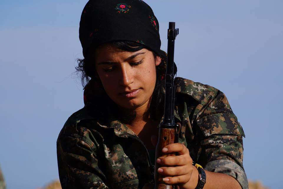 Kurdish women fight side by side with the men. They are often stronger than the men they fight with. -by Kurdishstruggle Kurdish YPG Fighter 