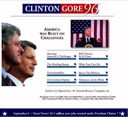 Image result for Clintons first Presidential website