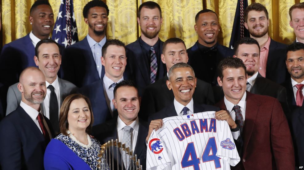 Image result for President Barack Obama celebrated the World Series champion Chicago Cubs