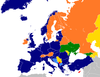 English: Map to show current affiliations of E...