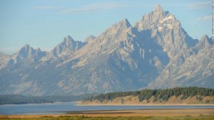 The Tetons provide a picturesque setting for the annual Jackson Hole economic symposium, sponsored by the Kansas City Federal Reserve Bank at the Jackson Lake Lodge in Moran, Wyoming, U.S., on Friday, Aug. 23, 2013. Photographer: Price Chambers/Bloomberg *** Local Caption ***