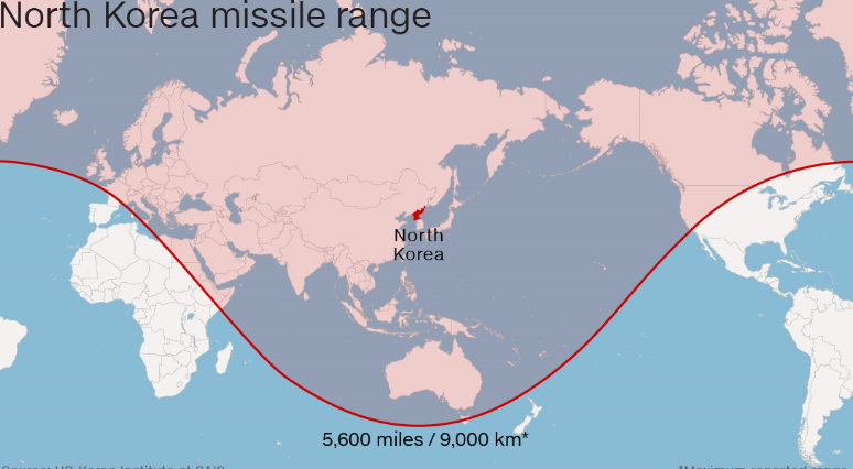 north korea missile range