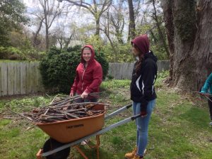 Students enjoyed the opportunity for some outdoor service as they cleaned up the grounds of Mt. Gilead.