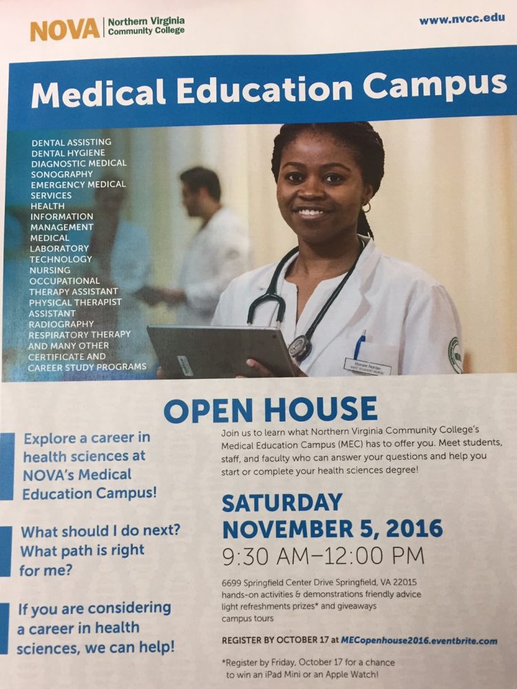 NVCC Medical Campus Open House 11/5/2016 at 9:30am