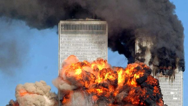 The twin towers of the World Trade Center in NYC fell to the ground that day because two high jacked passenger jets were flown directly into them.