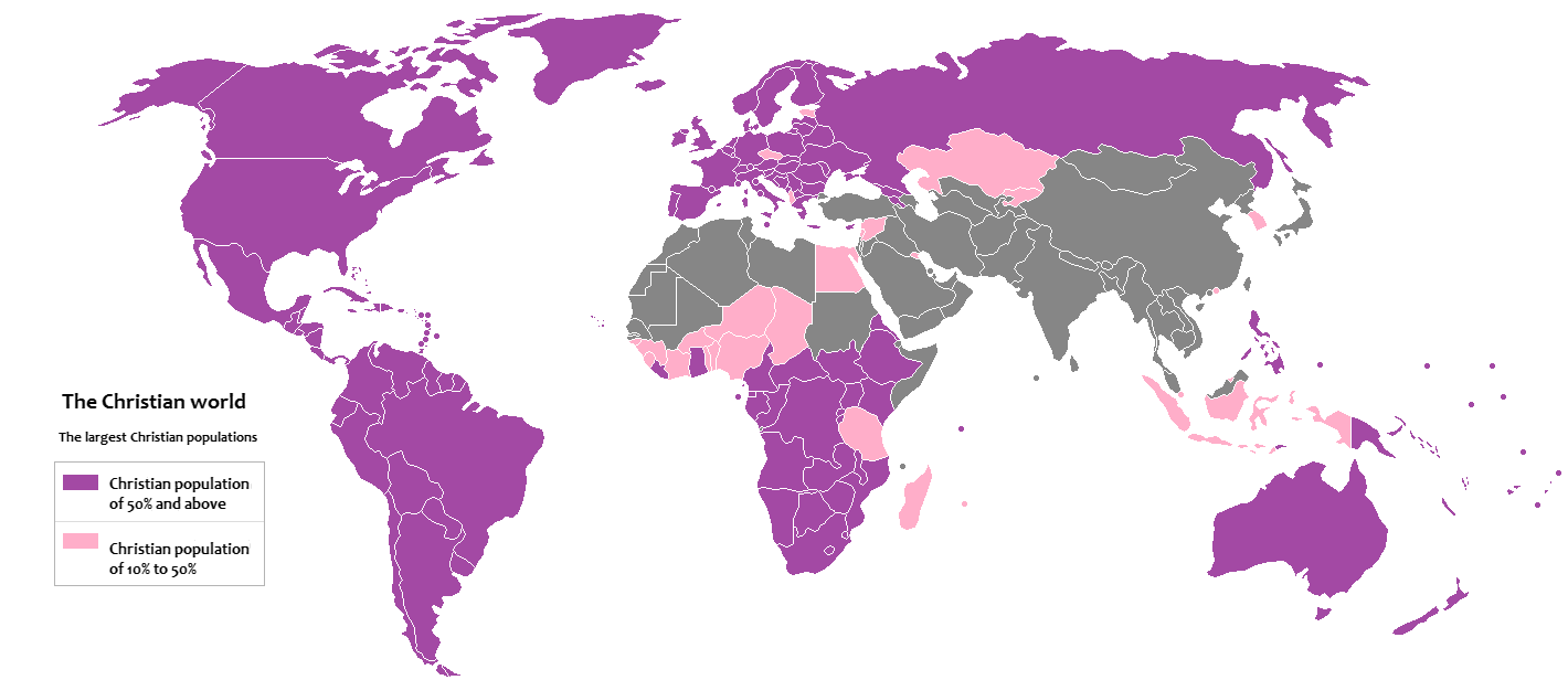 Image result for Majority Christian regions in the world