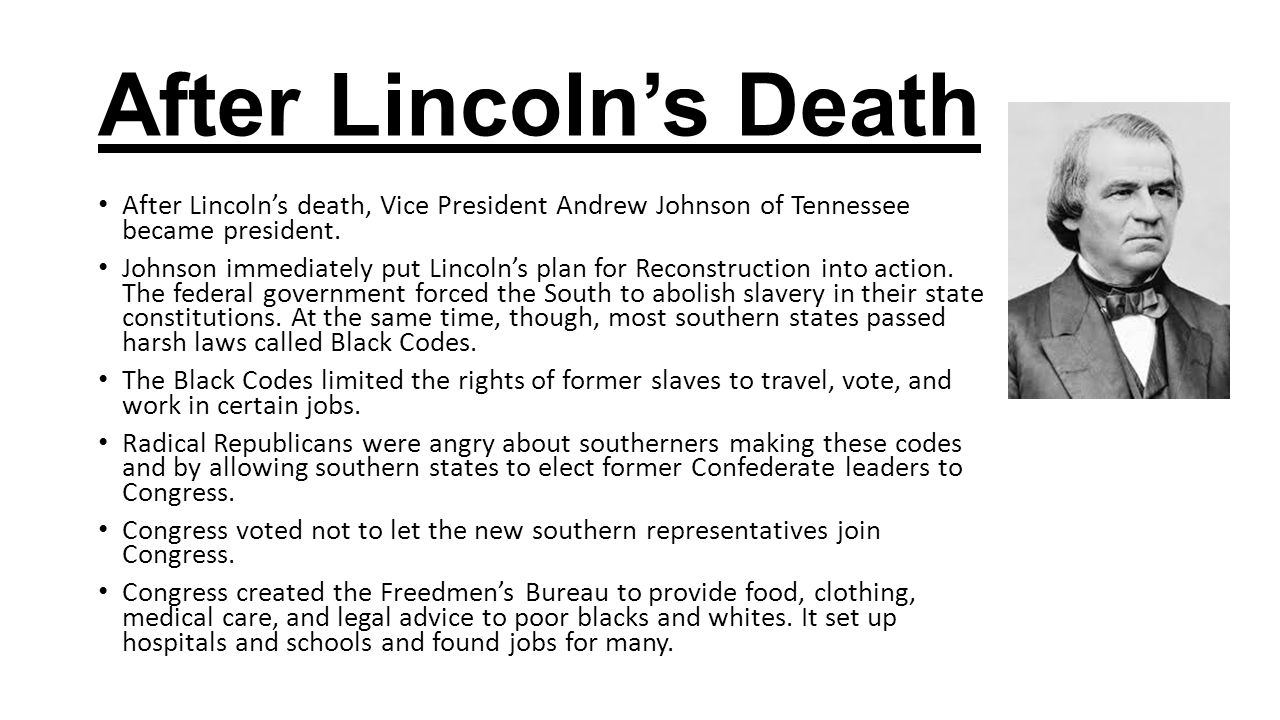 Image result for Lincoln's death and reconstruction