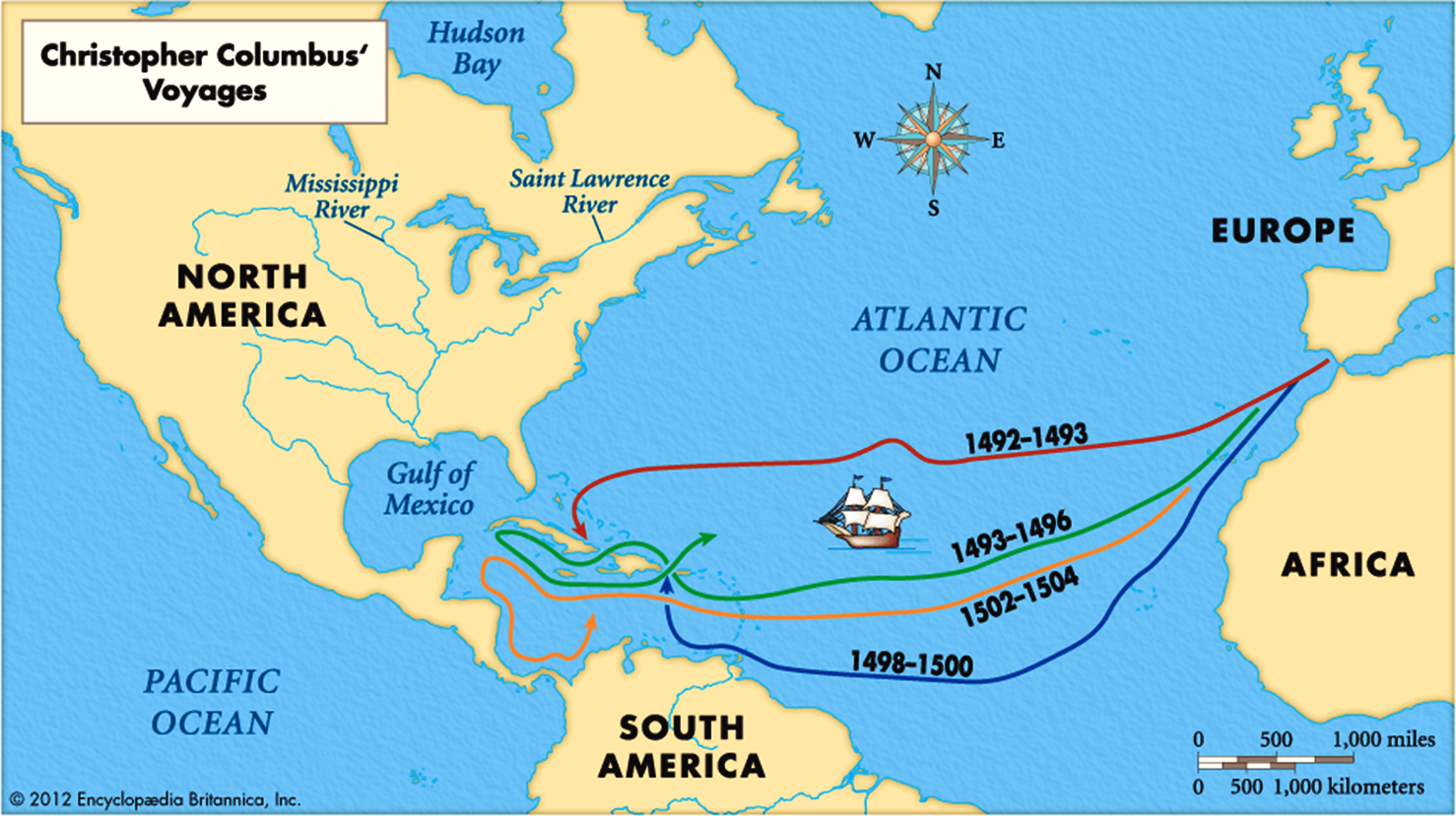 On October 12, 1492 Columbus first made landfall in the Bahamas.