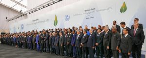 Heads of delegations pose for a group portrait at the 2015 United Nations Climate Change Conference (COP21), which led to the signing of the Paris Agreement. Le Bourget, France, November 30, 2015.