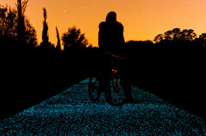 Example of how bright easy it is to follow a sidewalk sprayed with Starpath.